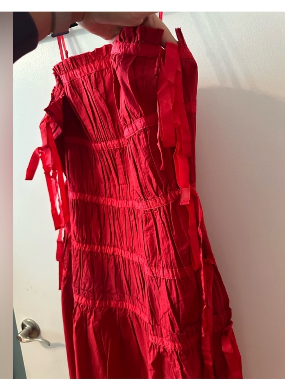 NWT Topshop Vibrant Red Ruched Panel Midi Maxi Dress with Tie Sides 8 - Picture 6 of 11